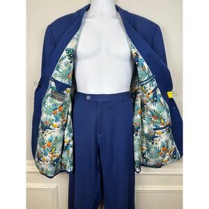Paisley & Gray Cobalt Blue Linen Slim Suit 54R/40x32 Tropical Lining